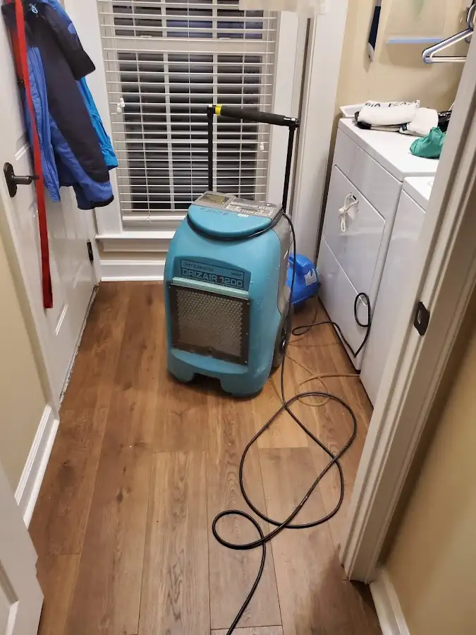 Commercial dehumidifier deployed for Flood Damage Cleanup in Green